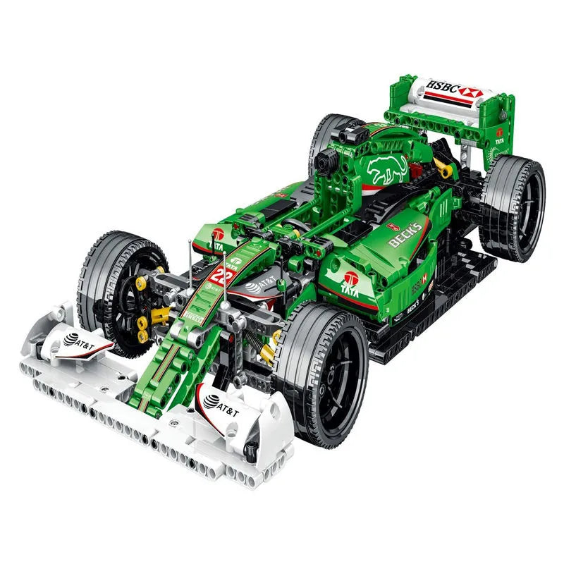 MORK MOC Motorized Building Block Set: Green Alternate F1 Racing Car, Model 023008