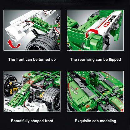 MORK MOC Motorized Building Block Set: Green Alternate F1 Racing Car, Model 023008
