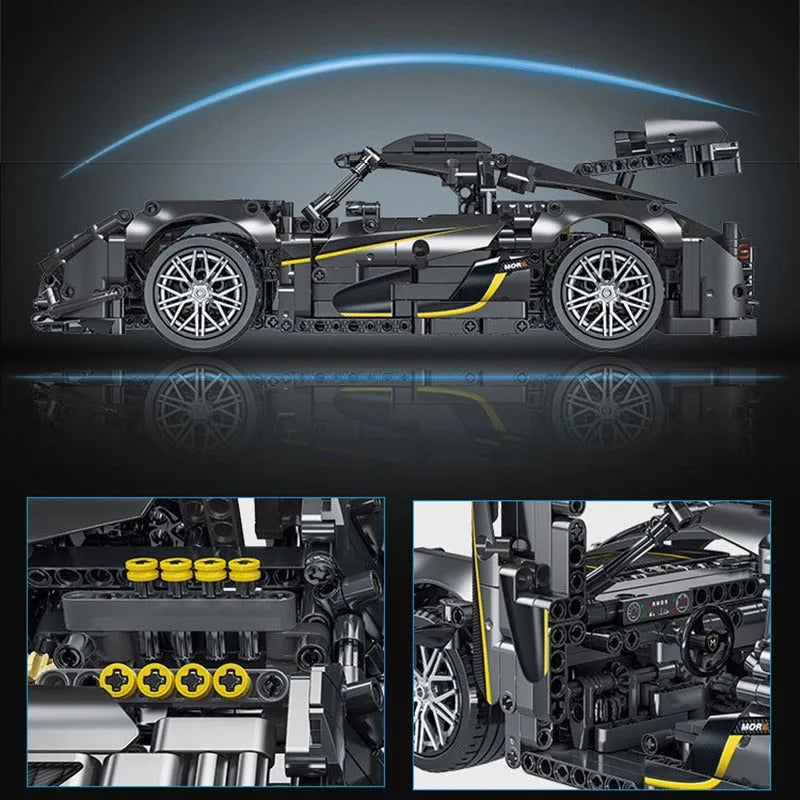 MORK MOC Motorized Building Block Set: Koenigsegg One Racing Car, Model 023022-3