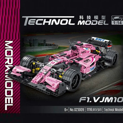 MORK MOC Motorized Building Block Set: Pink Alternate F1 Racing Car, Model 023009
