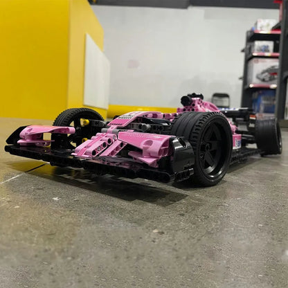 MORK MOC Motorized Building Block Set: Pink Alternate F1 Racing Car, Model 023009