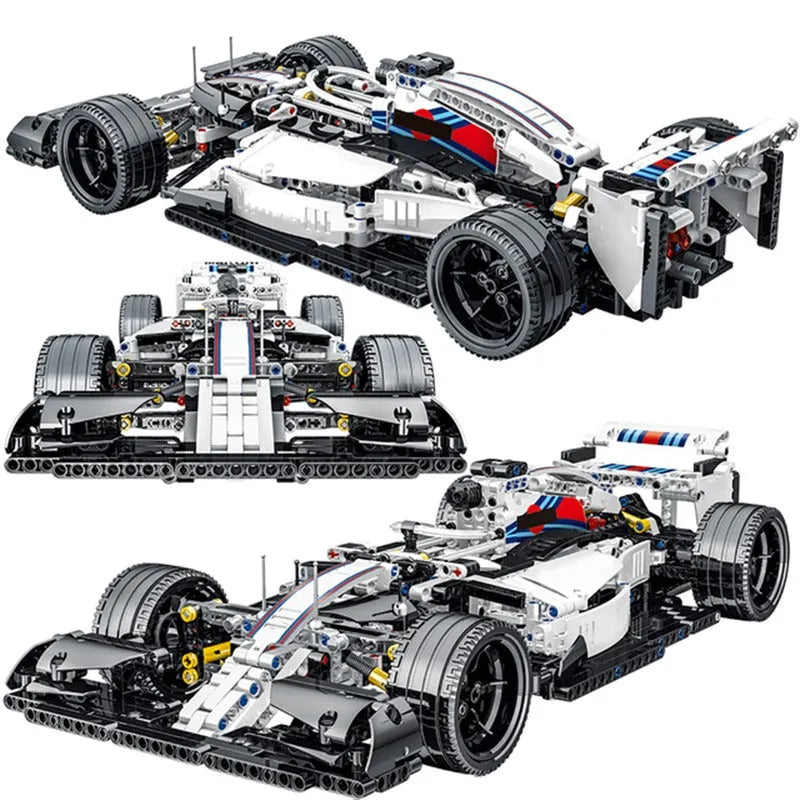 MORK MOC Motorized Building Block Set: White Alternate F1 Racing Car 023004