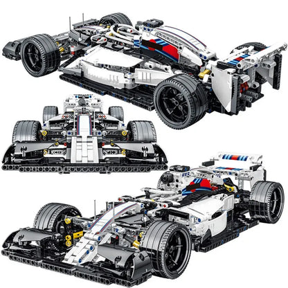MORK MOC Motorized Building Block Set: White Alternate F1 Racing Car 023004