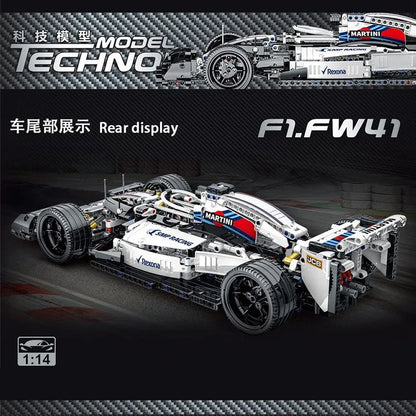 MORK MOC Motorized Building Block Set: White Alternate F1 Racing Car 023004