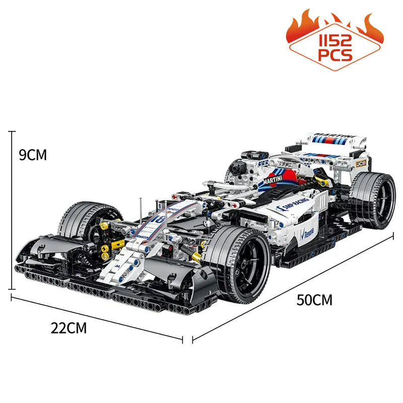 MORK MOC Motorized Building Block Set: White Alternate F1 Racing Car 023004