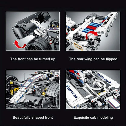 MORK MOC Motorized Building Block Set: White Alternate F1 Racing Car 023004