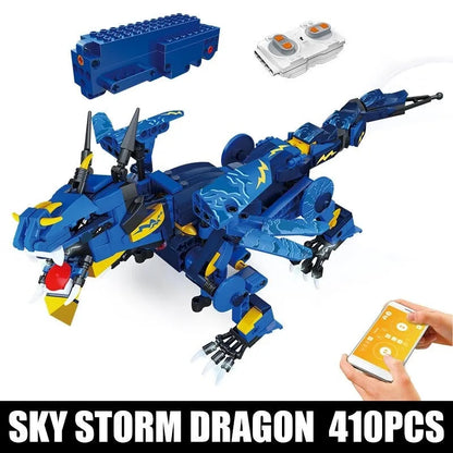 Mould King Motorized Building Block Set: APP RC Creative Sky Storm Dragon STEM Robot 13147, Model K13147