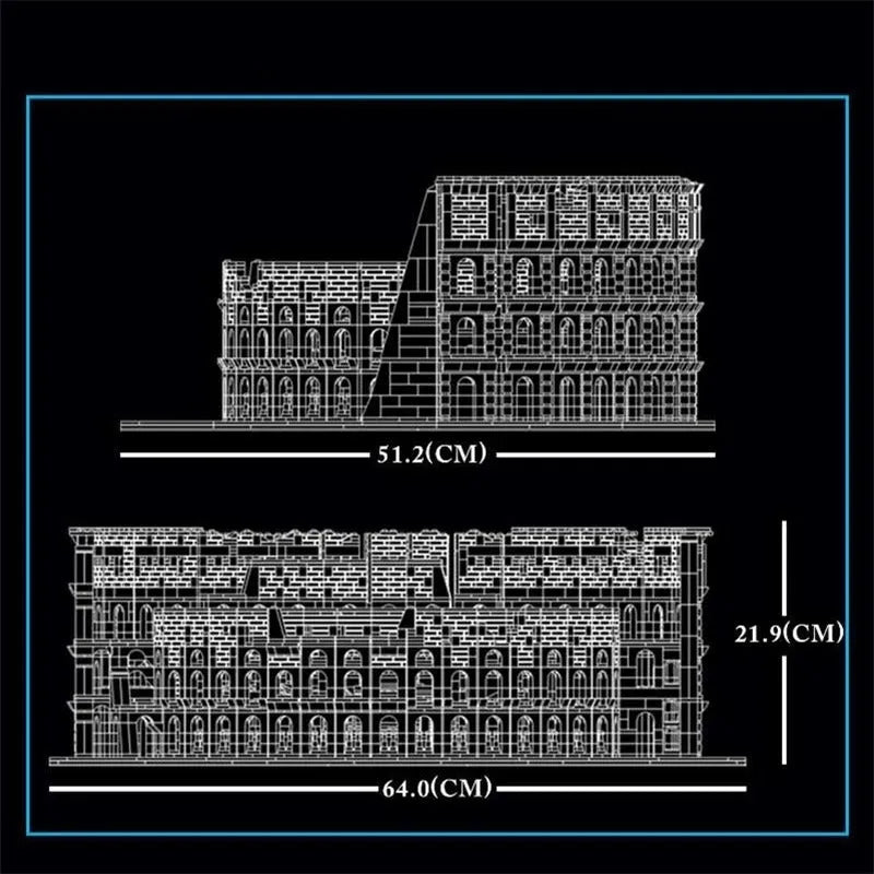 Mould King MOC Building Block Set: Rome Colosseum, Model 22002