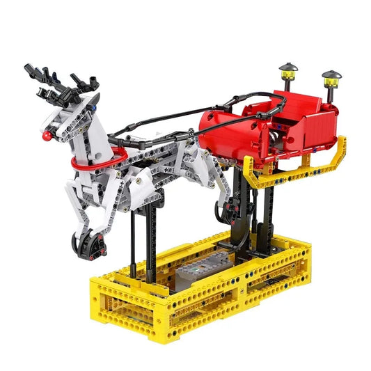 Mould King Building Block Set: Motorized Santa Claus Reindeer Elk, Model 10010