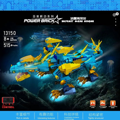 Mould King Motorized Building Block Set: Frost Ocean Dragon Robot APP RC, Model K13150