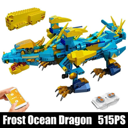 Mould King Motorized Building Block Set: Frost Ocean Dragon Robot APP RC, Model K13150