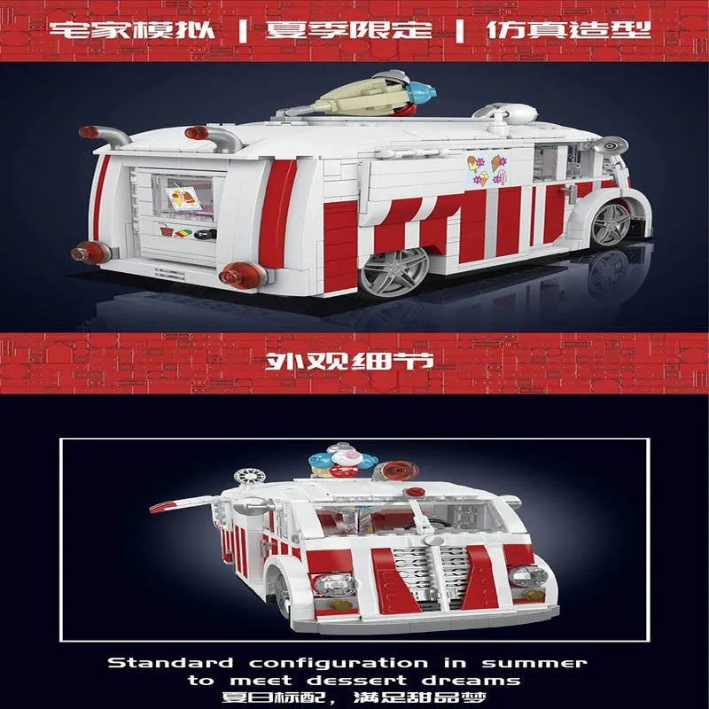 Mould King MOC Building Block Set: Ice Cream Truck 10039, Model K10039