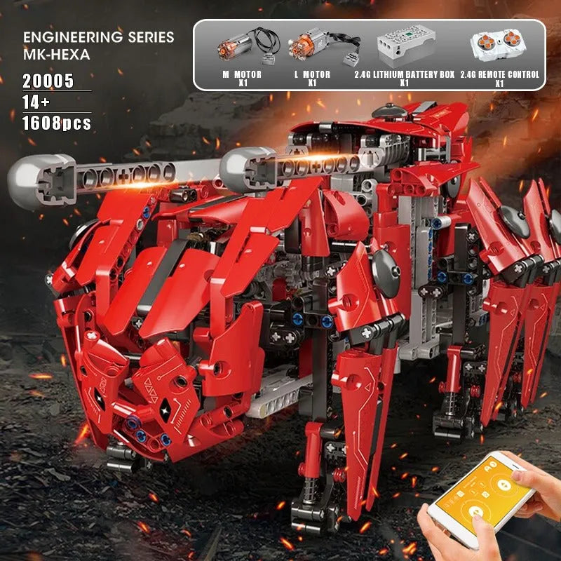 Mould King MOC Building Block Set: APP Motorized RC Walking Tank Robot, Model K20005