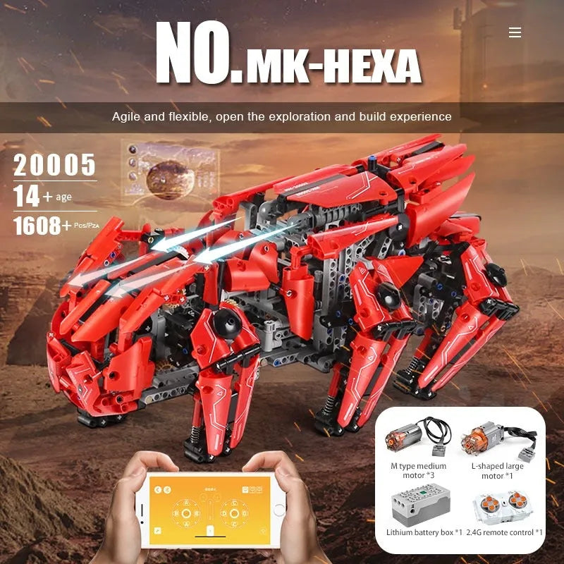 Mould King MOC Building Block Set: APP Motorized RC Walking Tank Robot, Model K20005