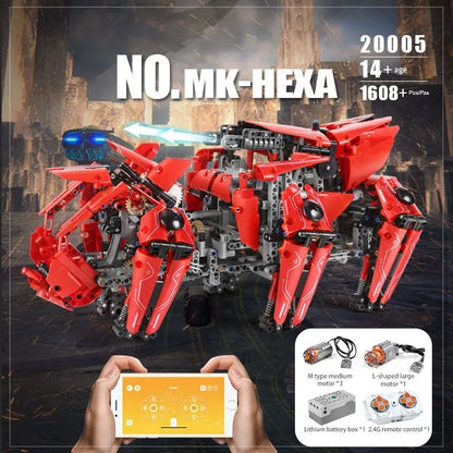 Mould King MOC Building Block Set: APP Motorized RC Walking Tank Robot, Model K20005
