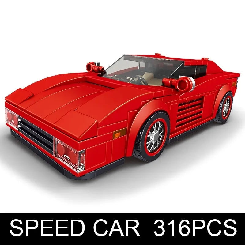 Mould King Building Block Set: Mini Ferrari Testarossa Classic Racing Sports Car 27012, Model K27012