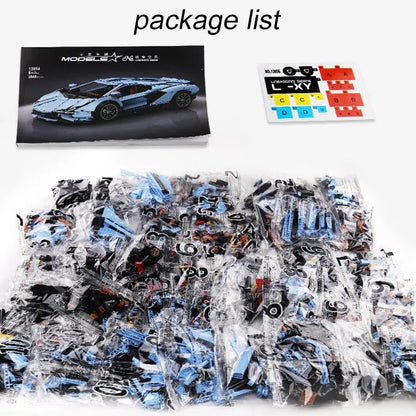 Mould King MOC Motorized Building Block Set: 13056 APP RC Racing Car Lamborghini Hyper, Model 13056PF