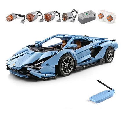 Mould King MOC Motorized Building Block Set: 13056 APP RC Racing Car Lamborghini Hyper, Model 13056PF