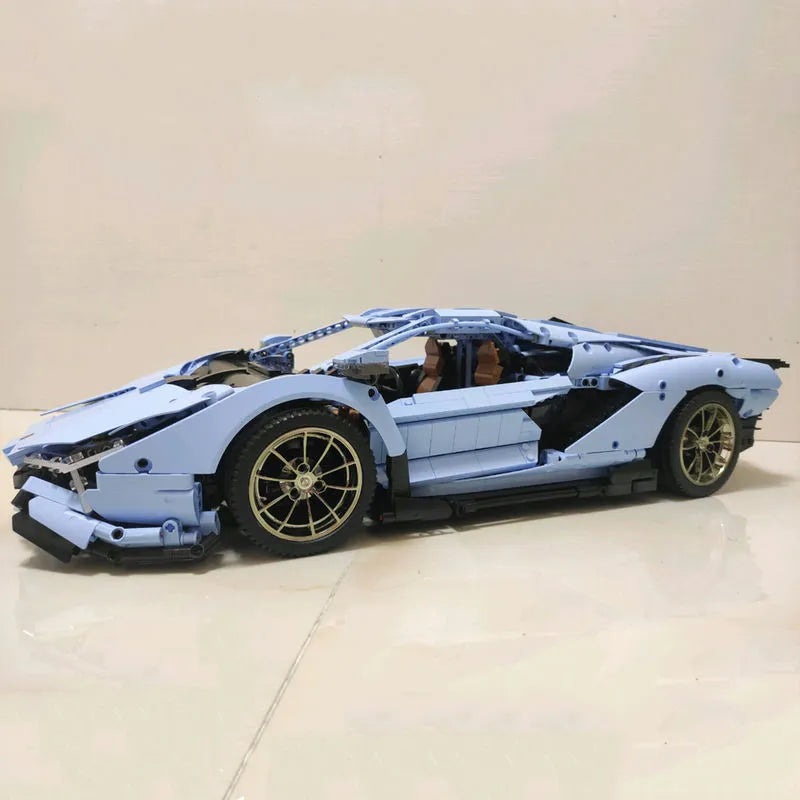 Mould King MOC Motorized Building Block Set: 13056 APP RC Racing Car Lamborghini Hyper, Model 13056PF