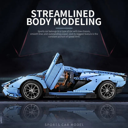 Mould King MOC Motorized Building Block Set: 13056 APP RC Racing Car Lamborghini Hyper, Model 13056PF