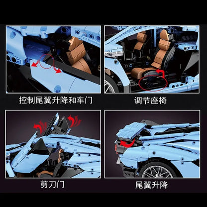 Mould King MOC Motorized Building Block Set: 13056 APP RC Racing Car Lamborghini Hyper, Model 13056PF