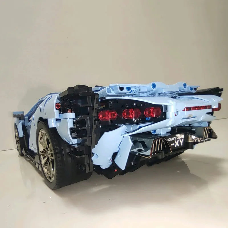 Mould King MOC Motorized Building Block Set: 13056 APP RC Racing Car Lamborghini Hyper, Model 13056PF
