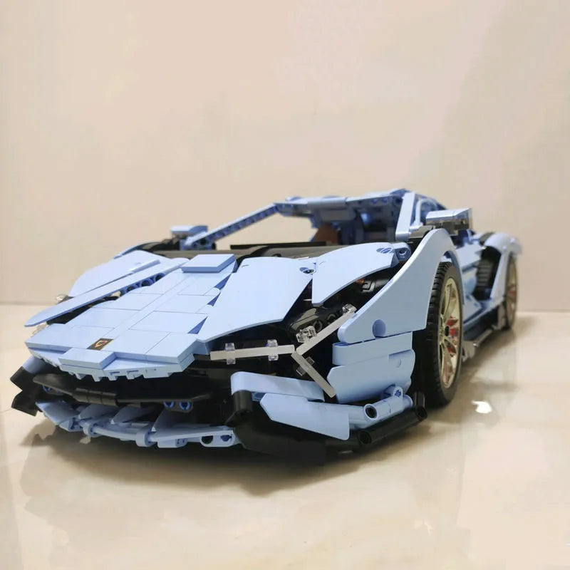 Mould King MOC Motorized Building Block Set: 13056 APP RC Racing Car Lamborghini Hyper, Model 13056PF