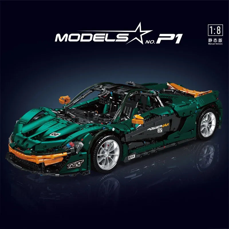 Mould King MOC Building Block Set: 13091 RC APP Motorized Hypercar P1 Racing Car, Model 13091D