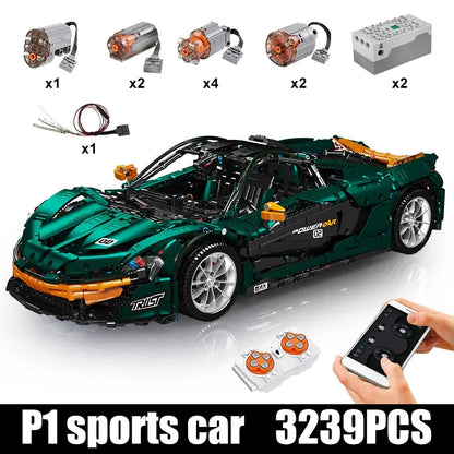 Mould King MOC Building Block Set: 13091 RC APP Motorized Hypercar P1 Racing Car, Model 13091D