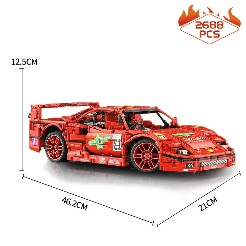 Mould King MOC Motorized Building Block Set: 13095 Super Ferrari F40 Racing Sports Car, Model K13095