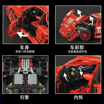 Mould King MOC Motorized Building Block Set: 13095P RC Ferrari F40 Racing Sports Car, Model K13095PF