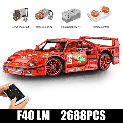 Mould King MOC Motorized Building Block Set: 13095P RC Ferrari F40 Racing Sports Car, Model K13095PF
