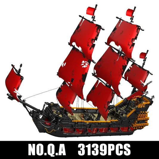 Mould King MOC Building Block Set: 13109 Pirates Of Caribbean Red Queen Ship, Model MK13109