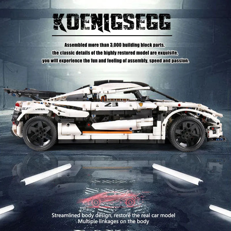 Mould King MOC Motorized Building Block Set: 13120 Supercar Koenigsegg One Racing Car