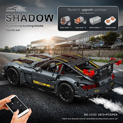 Mould King MOC Motorized Building Block Set: 13123 RC APP Shadow Roadster AMG GTR Racing Car, Model K13123PF
