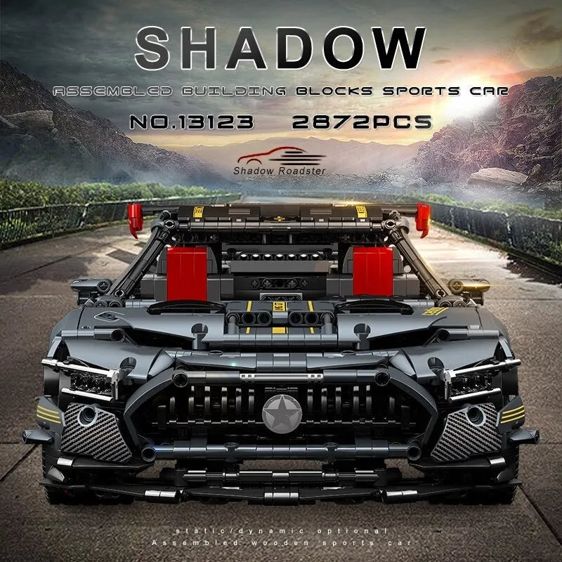 Mould King MOC Motorized Building Block Set: 13123 RC APP Shadow Roadster AMG GTR Racing Car, Model K13123PF