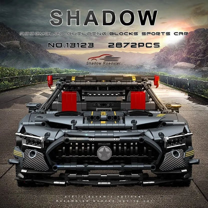 Mould King MOC Motorized Building Block Set: 13123 RC APP Shadow Roadster AMG GTR Racing Car, Model K13123PF