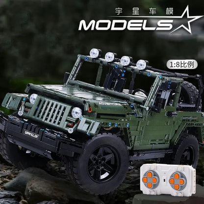 Mould King MOC Motorized Building Block Set: 13124 RC APP 4WD Off-Road Adventure SUV Car, Model 13124D