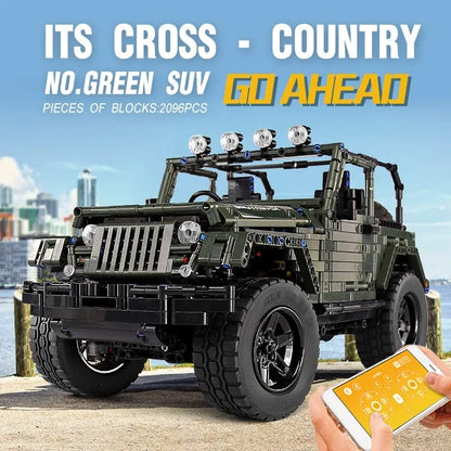 Mould King MOC Motorized Building Block Set: 13124 RC APP 4WD Off-Road Adventure SUV Car, Model 13124D