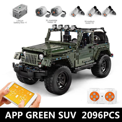 Mould King MOC Motorized Building Block Set: 13124 RC APP 4WD Off-Road Adventure SUV Car, Model 13124D