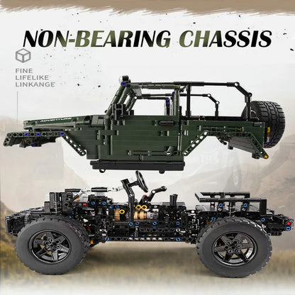 Mould King MOC Motorized Building Block Set: 13124 RC APP 4WD Off-Road Adventure SUV Car, Model 13124D
