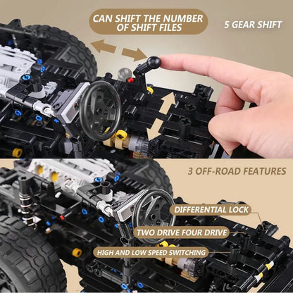Mould King MOC Motorized Building Block Set: 13124 RC APP 4WD Off-Road Adventure SUV Car, Model 13124D
