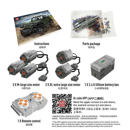 Mould King MOC Motorized Building Block Set: 13124 RC APP 4WD Off-Road Adventure SUV Car, Model 13124D