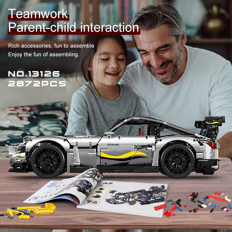 Mould King MOC Motorized Building Block Set: 13126 AMG GTR QUICKSILVER Racing Car, Model K13126