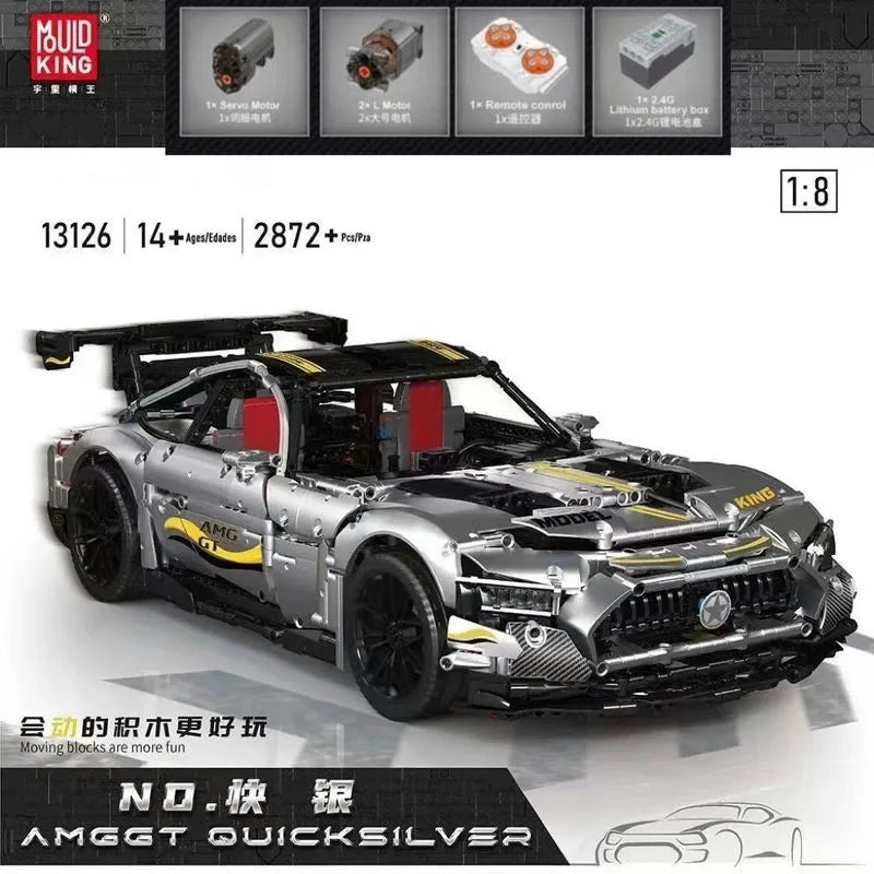 Mould King MOC Motorized Building Block Set: 13126 RC APP QUICKSILVER Racing Car, Model K13126PF