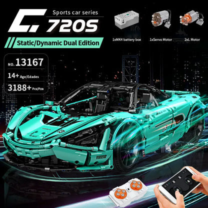 Mould King MOC Motorized Building Block Set: 13167D RC McLaren 720S Sports Racing Car
