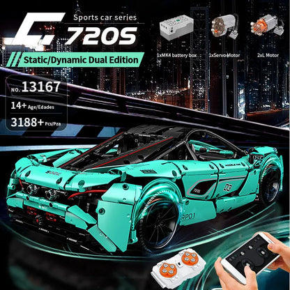 Mould King MOC Motorized Building Block Set: 13167D RC McLaren 720S Sports Racing Car
