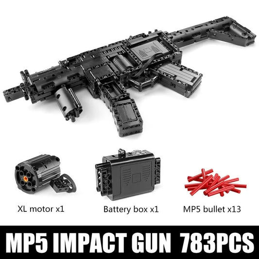 Mould King MOC Building Block Set: 14001 Military Motorized MP5 SMG Gun, Model K14001