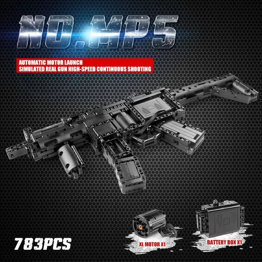 Mould King MOC Building Block Set: 14001 Military Motorized MP5 SMG Gun, Model K14001