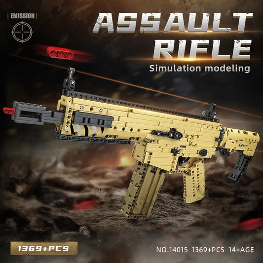 Mould King MOC Building Block Set: 14015 Military Scar Assault Rifle Gun, Model K14015